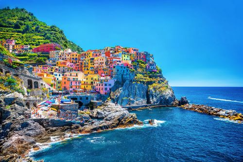 The colourful village of Manarola in the Cinque Terre National Park in Italy