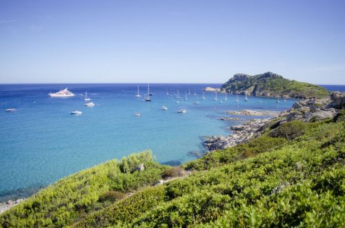 The beautiful anchorage of Cap Taillat with luxury charter yachts at anchor