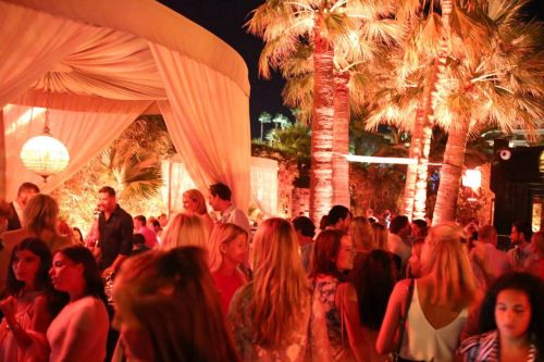 The terrace of the Baoli club and restaurant during a summer party in Cannes