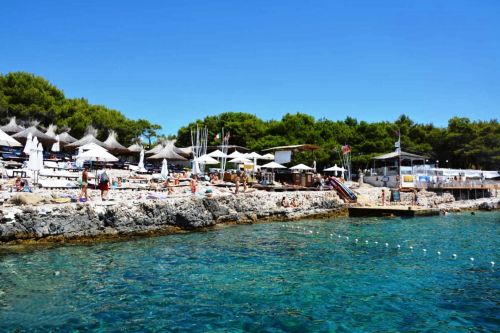 Carpe Diem beach club and restaurant in Hvar in Croatia with prime location in the Mediterranean