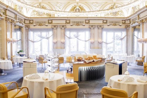The dining room of the Louis XV restaurant of French chef Alain Ducasse located in the Hotel de Paris in Monaco