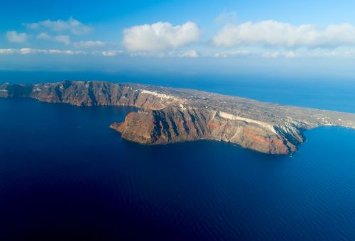 The unspoiled island of Thirassia a few nautical miles from Santorini