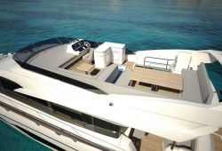 Sunseeker Manhattan 66 boat for charter French Riviera - aerial view of the flybridge