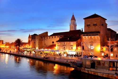 The Trogir seaside seen by night