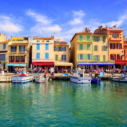 Colourful traditional houses on the port of Cassis in the south of France