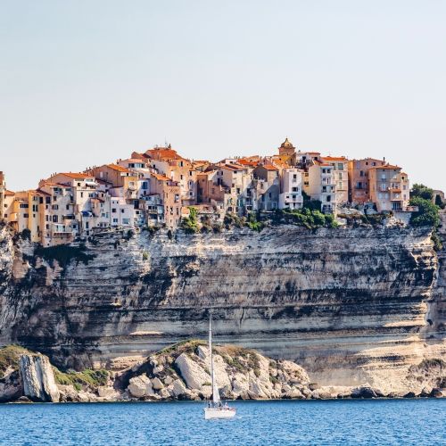 The cliffs and the town of Bonifacio in Corsica