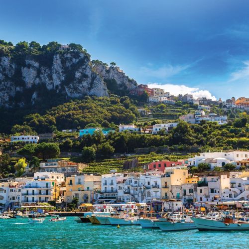 Boats in the small port of Marina Grande on the island of Capri 