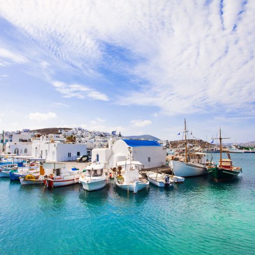 The picturesque village of Naoussa on the island of Paros in Greece