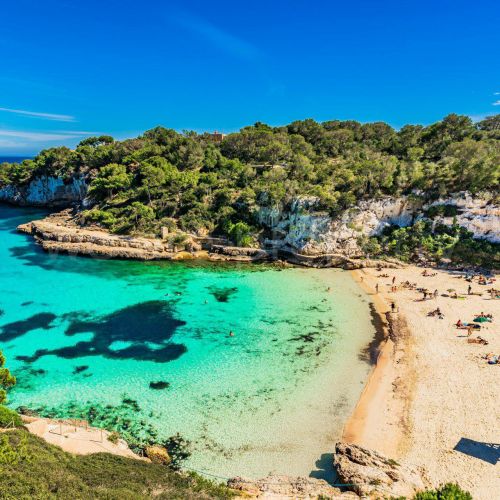 The beautiful beach of Cala d'Or in Mallorca in the Balearic Islands