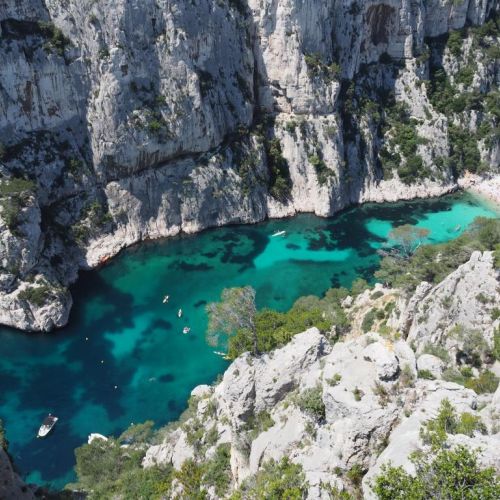 The cliffs and the Calanque d'En Vau in the Calanques National Park near Marseille in France