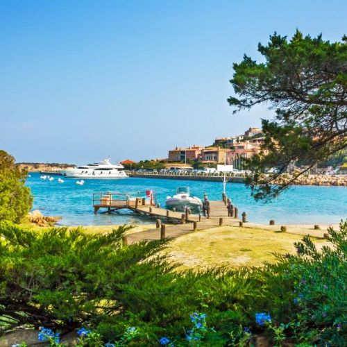 View of the port of Porto Cervo in Sardinia