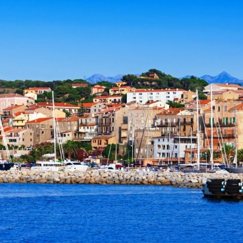 The village of Propriano and its port in southern Corsica