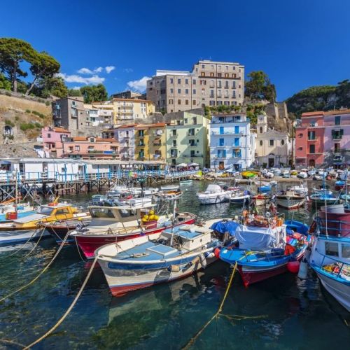 Fishing boats in the port of Sorrento on the Amalfi Coast