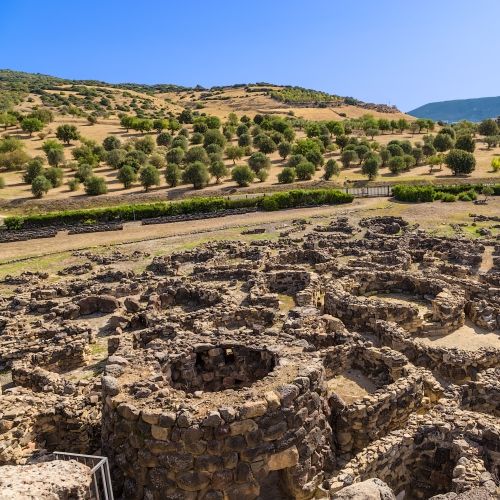 Stone structures dating back to the Nuragic culture in Su Nuraxi Di Barumini in Sardinia