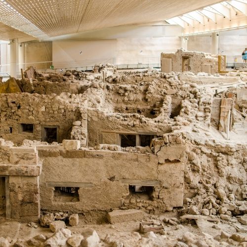 The remains of the ancient Minoan city of Akrotiri