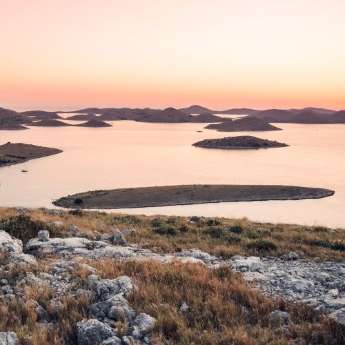 Aerial view of the islands of Kornati National Park in Croatia