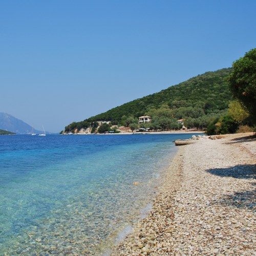 A small picturesque cove on the island of Meganissi in the Ionian Islands in Greece