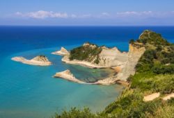 The rocky coast of Cape Drastis in the north of Corfu Island