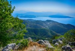 Panorama of Corfu from Mount Pantokrator, the highest point of the island