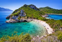 The beach of Porto Timoni with its two bays, one of the best things to do in corfu