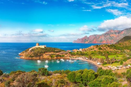 The bay of Girolata is one of the most beautiful anchorages for a yacht charter in Corsica