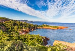 A cove of red rocks in the Esterel massif near Théoule-sur-mer