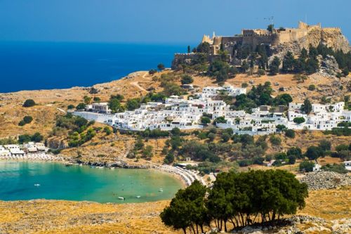 The island of Rhodes in Greece, famous for its historic monuments and beautiful beaches