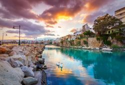 The picturesque port of Sitia in Crete, at sunset