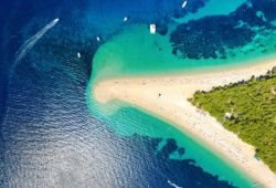 Aerial shot of the gorgeous beach of Zltani Rat in Croatia