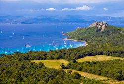 A bay on the island of Porquerolles with some yachts at anchor