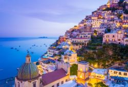 The village of Amalfi seen by night with its little houses lit up