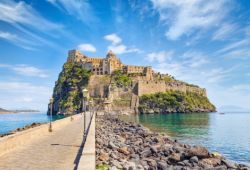 The medieval castle of Ischia located at the northern end of the bay of Naples