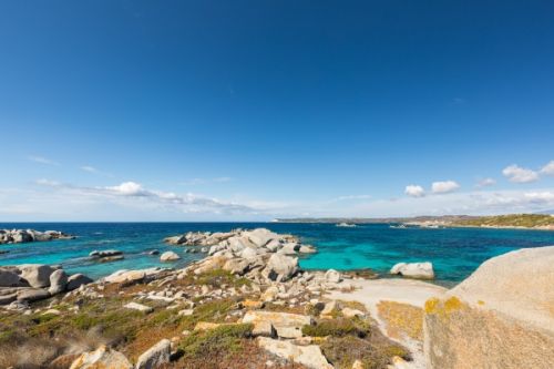 A superb bay with turquoise waters on the island of Cavallo in the Lavezzi archipelago in Corsica