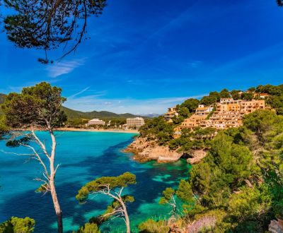 The island of Majorca and the coast of Canyamel during a Balearics yacht charter