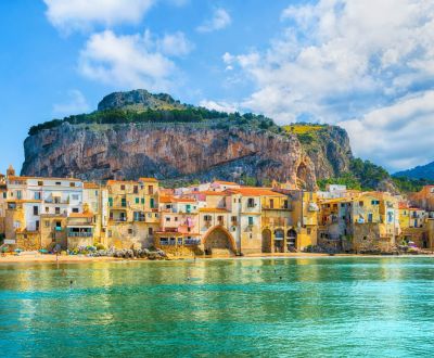 The medieval village of Cefalu as seen during a Sicily yacht charter