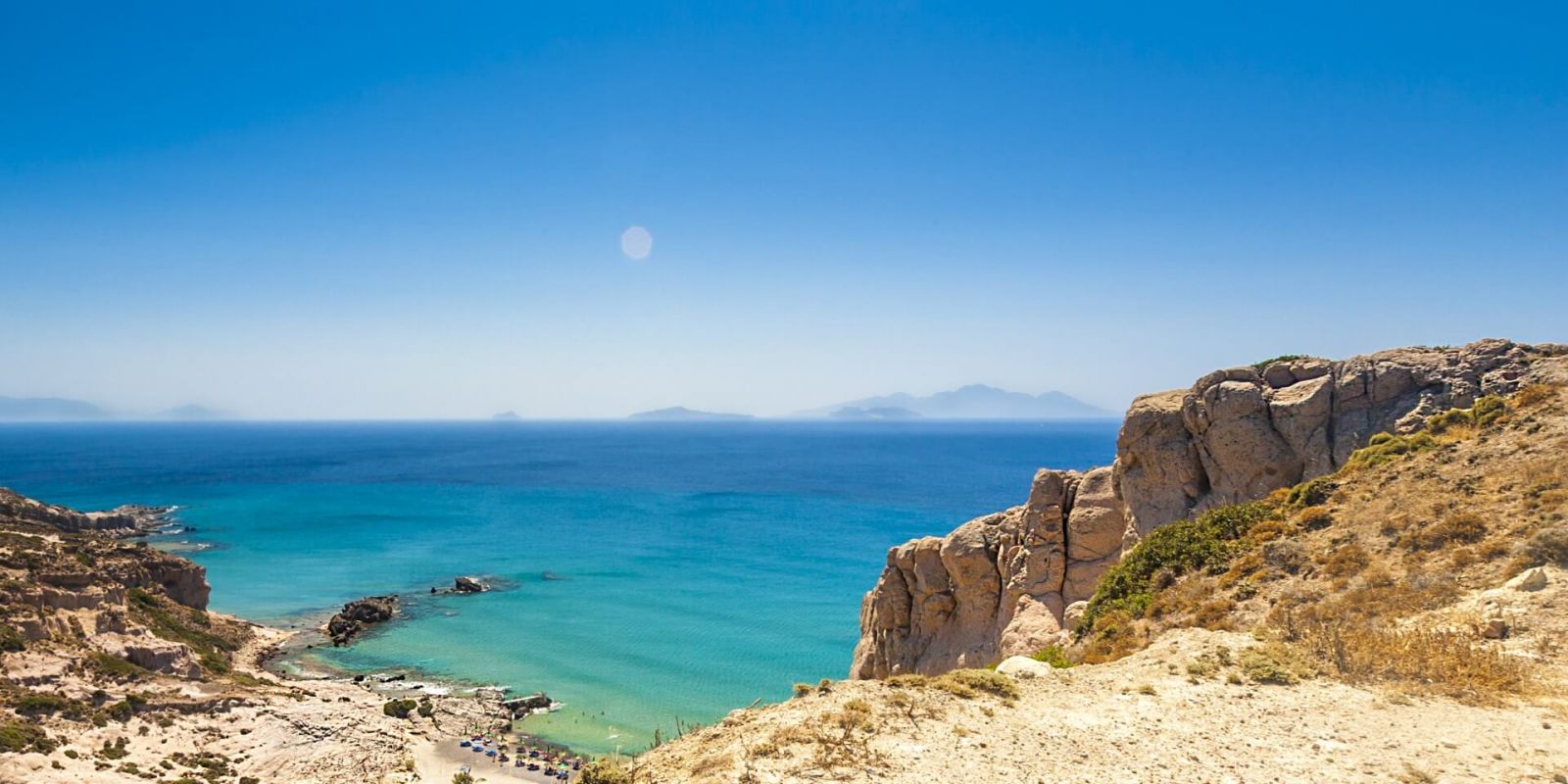 https://www.talamare.com/medias/View of Paradise Beach on the island of Kos during a Greece yacht charter in the Dodecanese