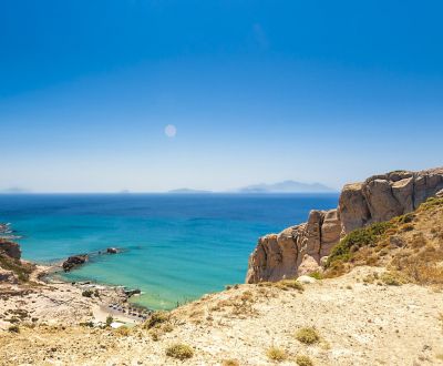 View of Paradise Beach on the island of Kos during a Greece yacht charter in the Dodecanese