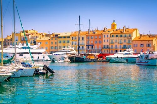 Luxury charter yachts moored in the port of St Tropez