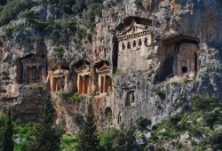 Lycian rock tombs near Fethiye on the Turquoise Coast in Turkey