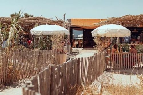 Cabane Bambou beach club restaurant in St Tropez