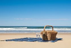 A romantic beach picnic organised by the yacht's crew for the guests' honeymoon