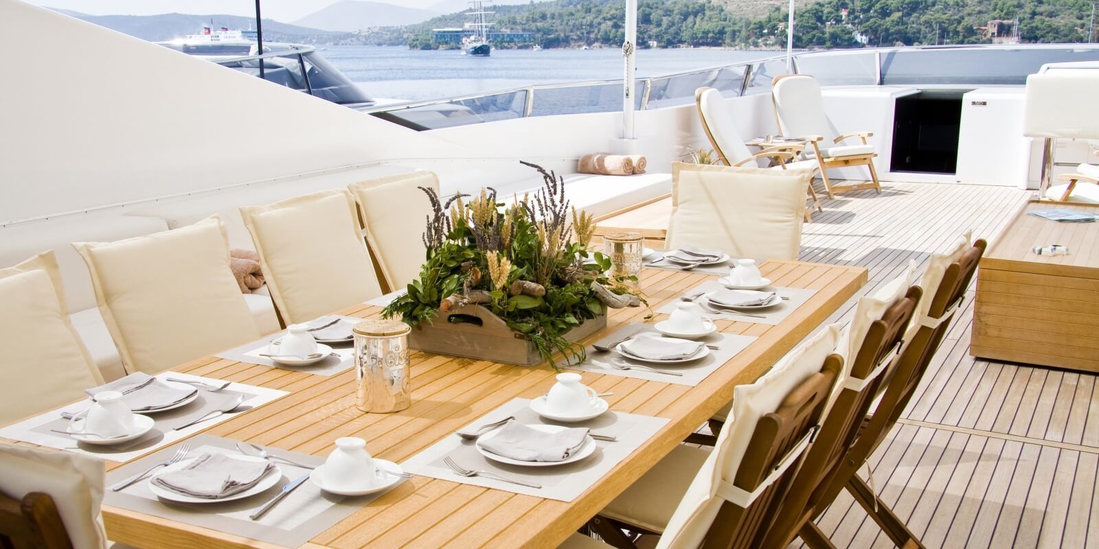 https://www.talamare.com/medias/A table set up for a business lunch at a corporate event onboard a charter yacht