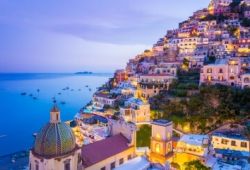 Night view of the village of Amalfi on the Amalfi Coast