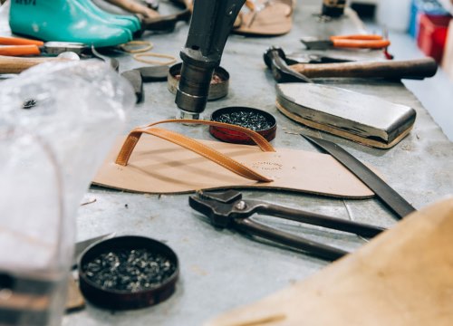 Tropezian leather sandals by local craftsman Rondini