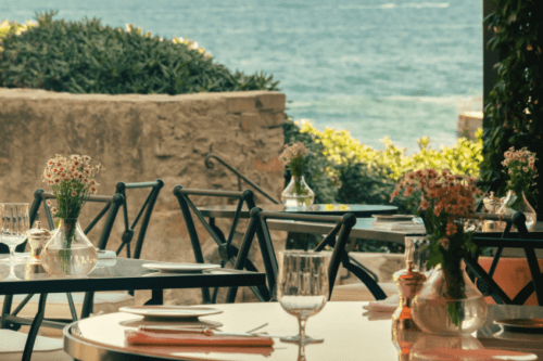 Tables set for lunch at La Ponche in Saint-Tropez